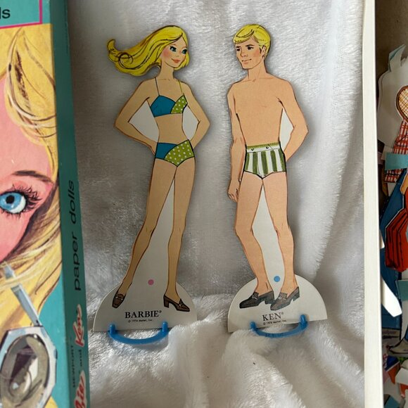 Whitman Barbie and Ken Paper Dolls VTG Plastic Stands Close Cut Outs w/ BOX - Picture 3 of 5